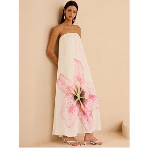 Commense Dresses & Skirts - Commense Strapless Floral Print Maxi Dress New , Size M
